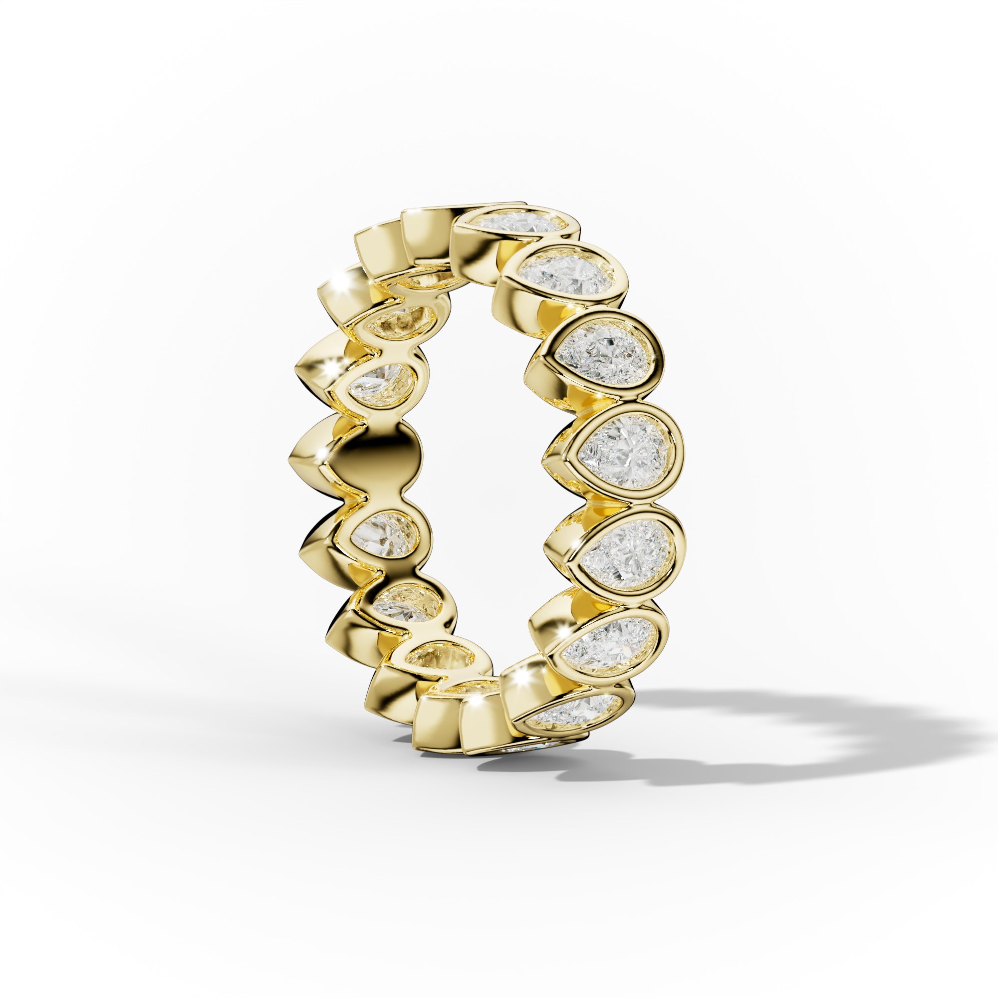 2.0 Carat Bezel Set Pear Cut Diamond Eternity Band